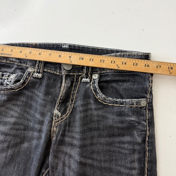 True Religion ROCCO Relaxed Skinny Black Denim Thick Stitch Jeans Mens 30 x 34 - Picture 8 of 12
